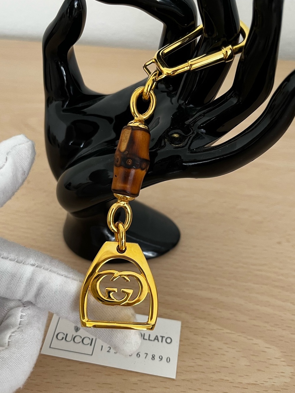 Rare Gucci Bamboo GG Logo Bag Charm/Key Holder COA Vintage Late ‘90s Collectible